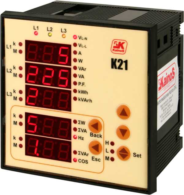 Multifunctional Indicator for Mains Quantities