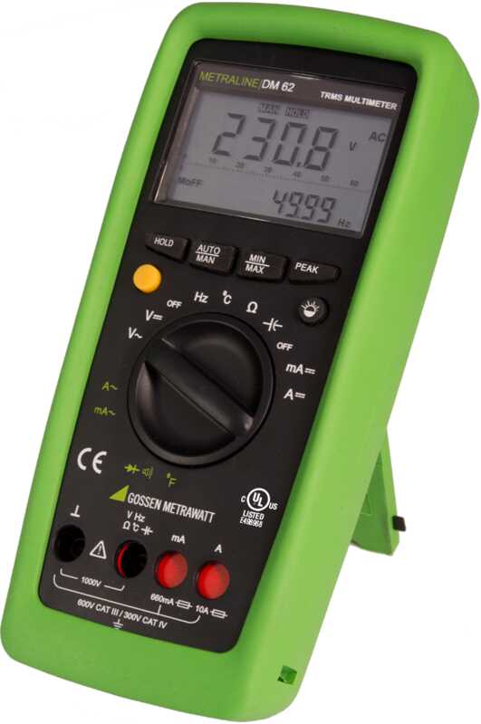 TRMS digital multimeter with analog bar graph and temperature measurement