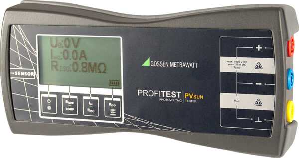 Test instrument for PV modules and strings per DIN EN 62446 (VDE 0126-23)
 