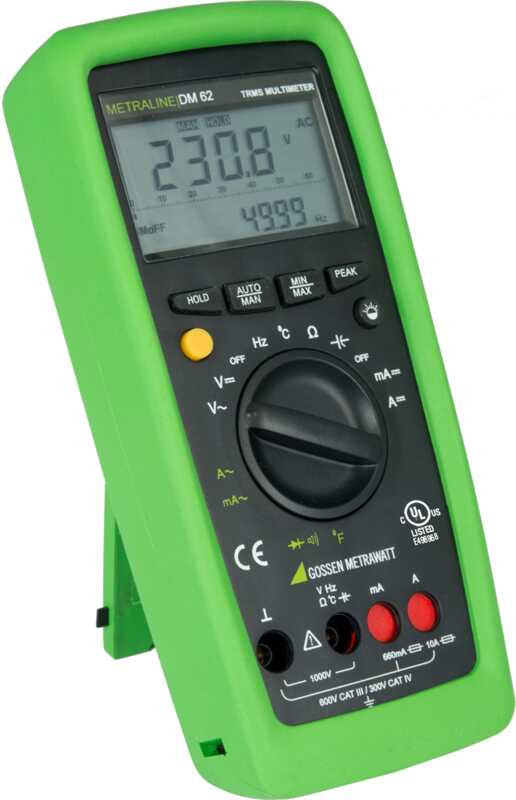 TRMS digital multimeter with analog bar graph and temperature measurement