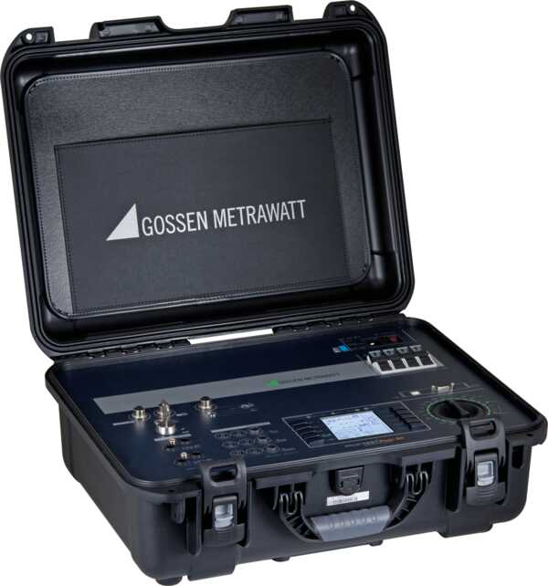 Test instrument for testing the effectiveness of protective measures in electrical installations per IEC 60364-6, machines and systems per IEC 60204-1, low-voltage switchgear and controlgear assemblies per DIN EN 61439-1, PV systems per DIN EN 62446-1 and electric charging stations per DIN EN 61851-1.