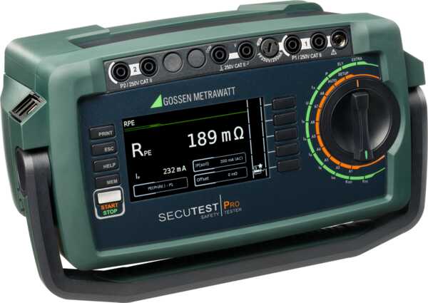 discontinuedTest instrument with standards-compliant test sequences for testing the electrical safety of devices after repair and for periodic testing including IZYTRONIQ data processing software